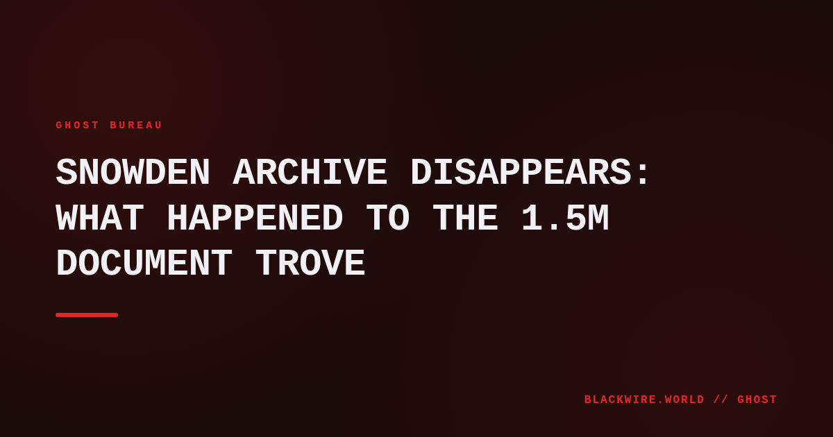 A stack of hard drives labeled 'Snowden Archive' sits beside a server rack with a red warning light.