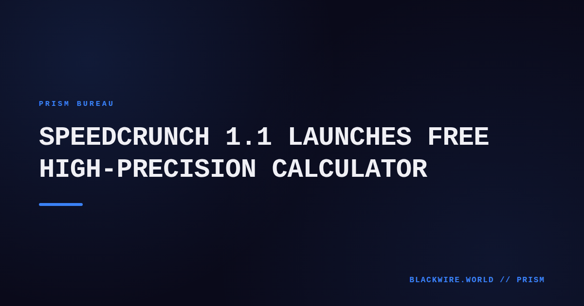 Screenshot of SpeedCrunch 1.1 interface showing high‑precision calculations and customizable layout