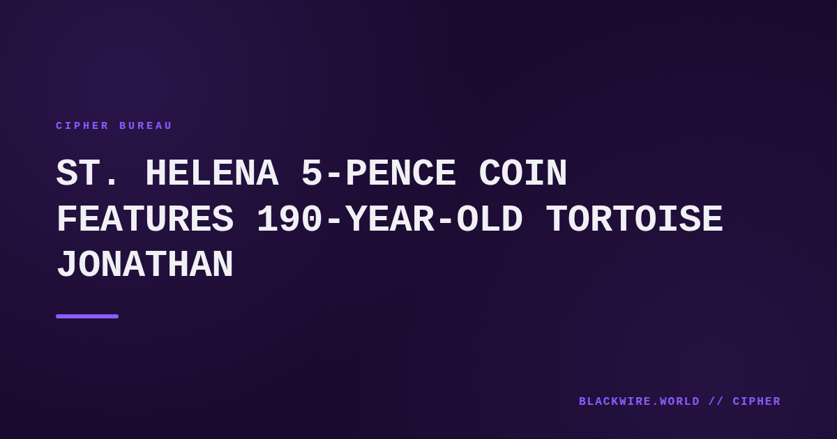 2003 Saint Helena 5‑pence coin showing Queen Elizabeth II on the obverse and Jonathan the giant tortoise on the reverse