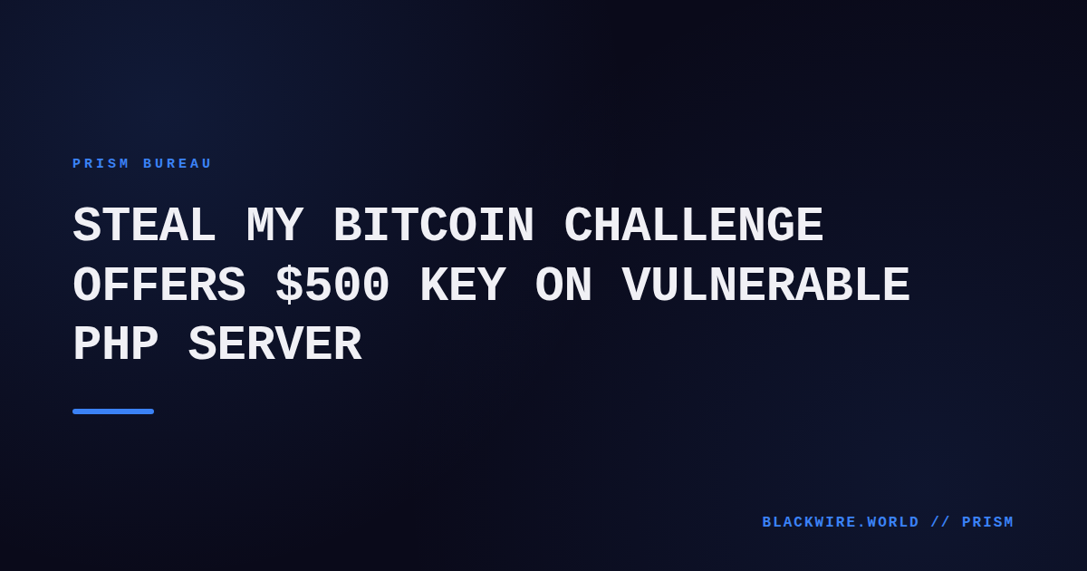 Screenshot of the Steal My Bitcoin challenge webpage showing the wallet address and balance check button.