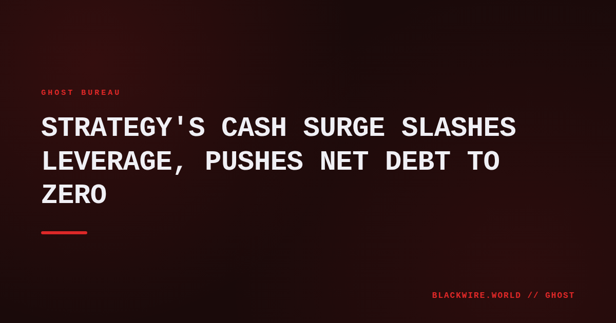 Graph showing Strategy's cash balance rising to match its convertible debt, with leverage ratio dropping to 0.03x.
