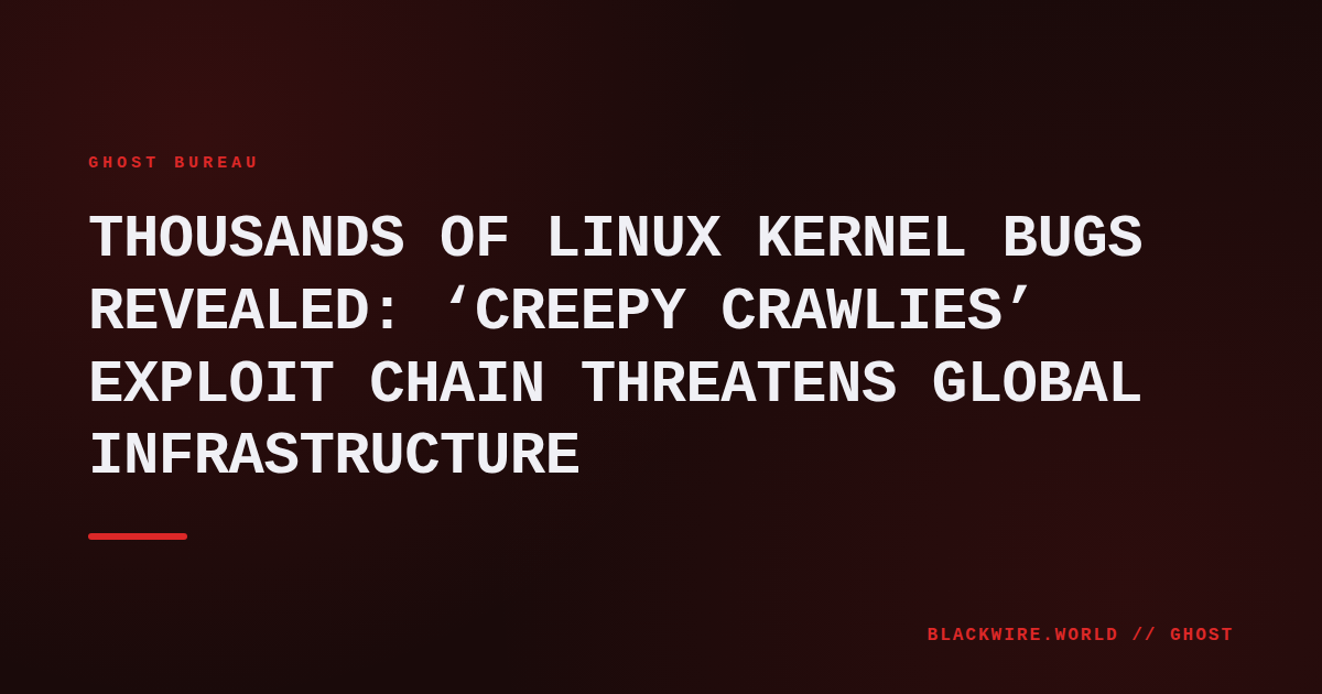 Code snippet showing a kernel exploit chain overlaid on a Linux penguin silhouette