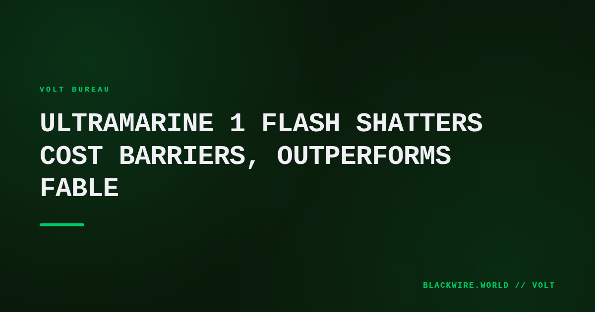 Ultramarine 1 Flash benchmark scores compared to competing AI models