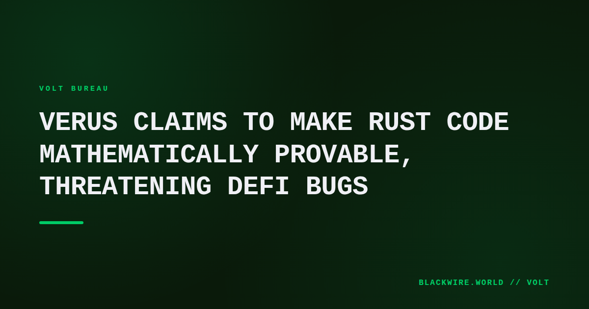Screenshot of Verus verification output showing a Rust function marked as provably correct by the Z3 solver