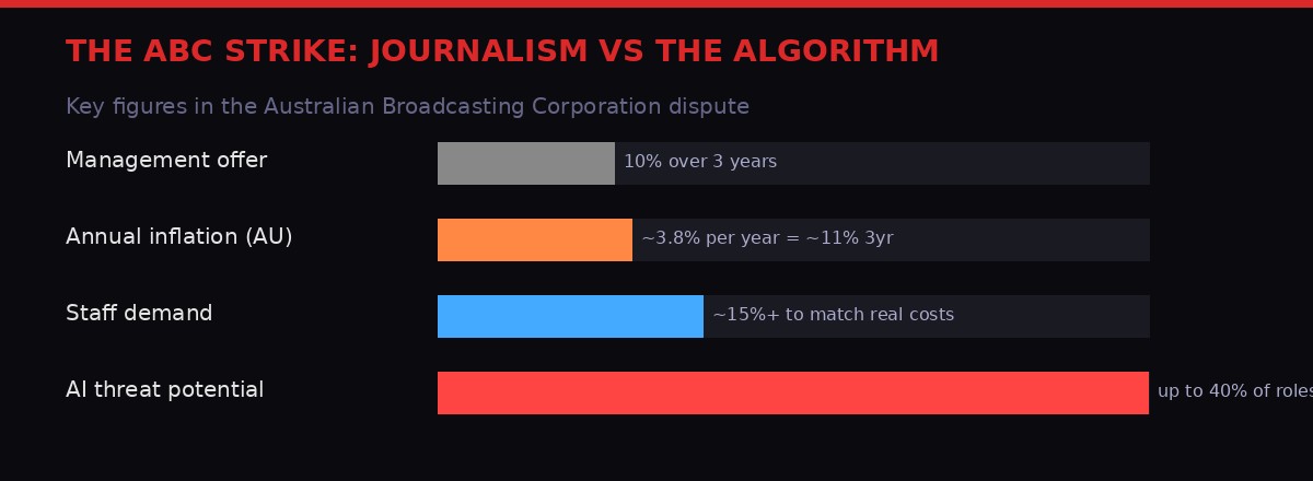 ABC Australia strike data on pay and AI threat to journalism