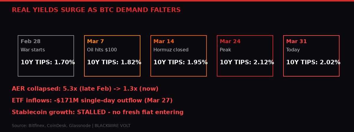 Real yields timeline February to March 2026