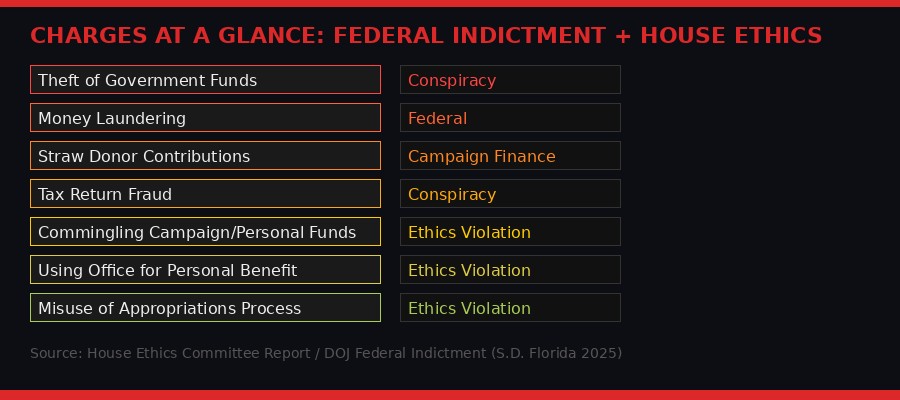 Charges breakdown - federal and ethics violations