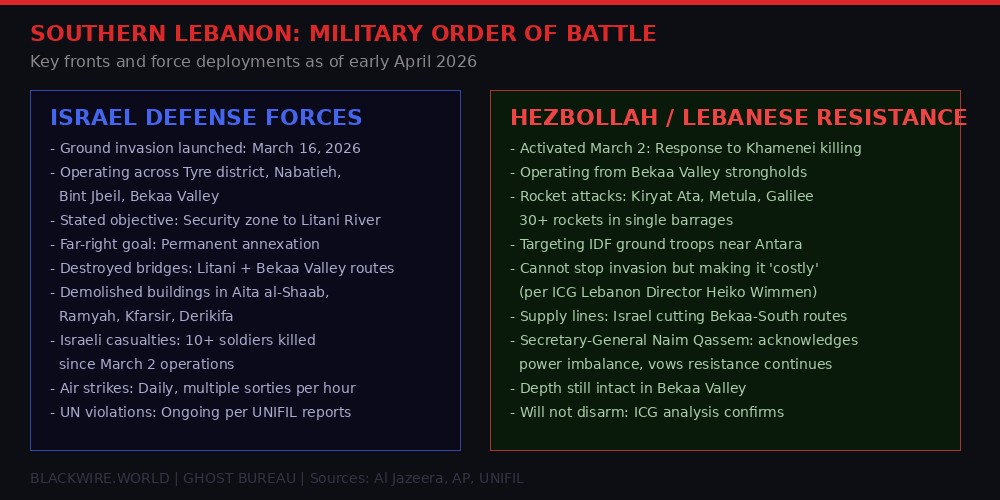 Order of battle - IDF vs Hezbollah in south Lebanon