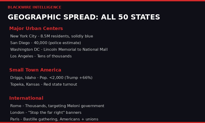 Map of No Kings III protest locations