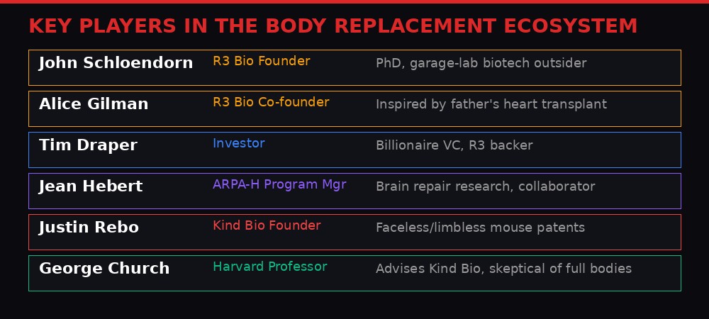 Key players in the body replacement ecosystem