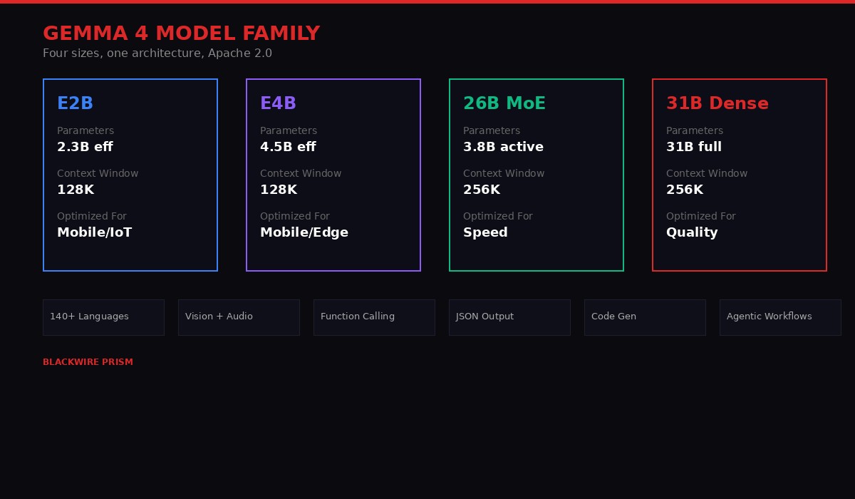 Gemma 4 model family overview