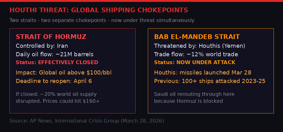 Houthi shipping chokepoint threat infographic