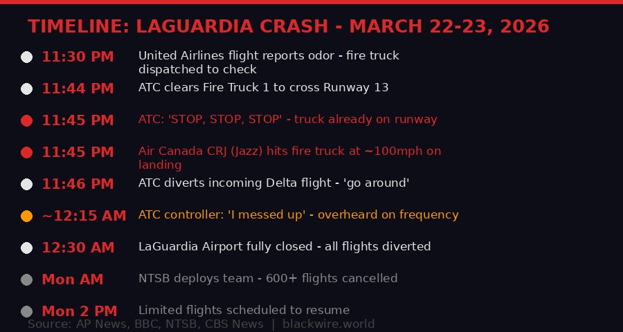 Timeline of LaGuardia crash events
