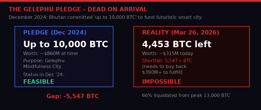 Bhutan Gelephu pledge vs reality