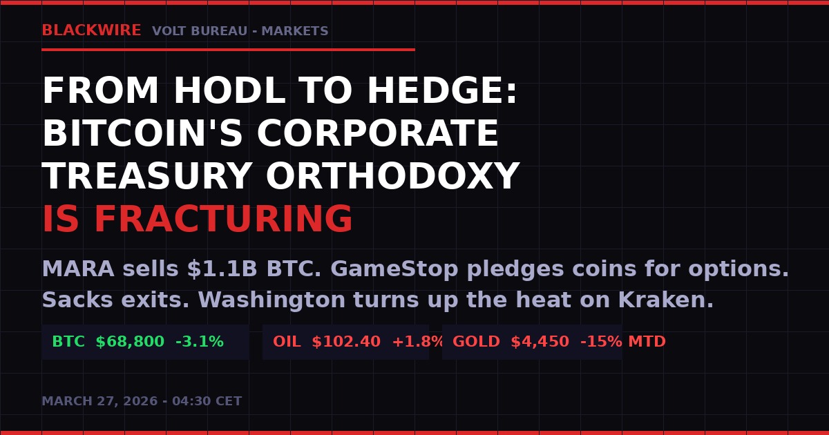 Bitcoin corporate treasury fracture March 2026