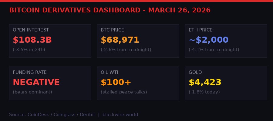 Bitcoin derivatives dashboard March 26 2026