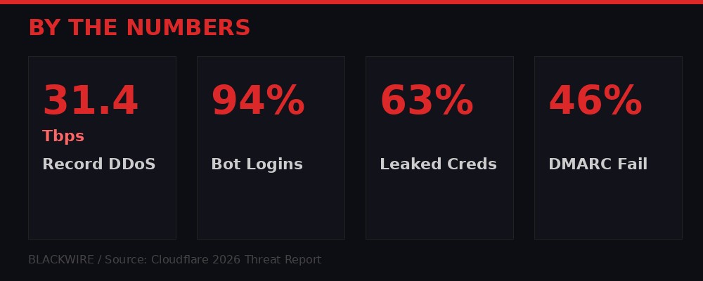 Cloudflare 2026 Threat Report key statistics dashboard