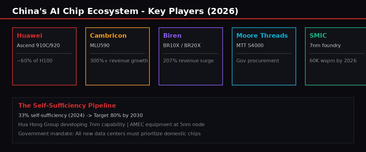 China AI chip ecosystem key players infographic