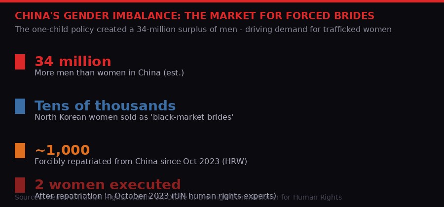 Statistics: China forced bride market and North Korean defector numbers