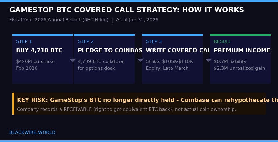 GameStop bitcoin covered call options strategy breakdown