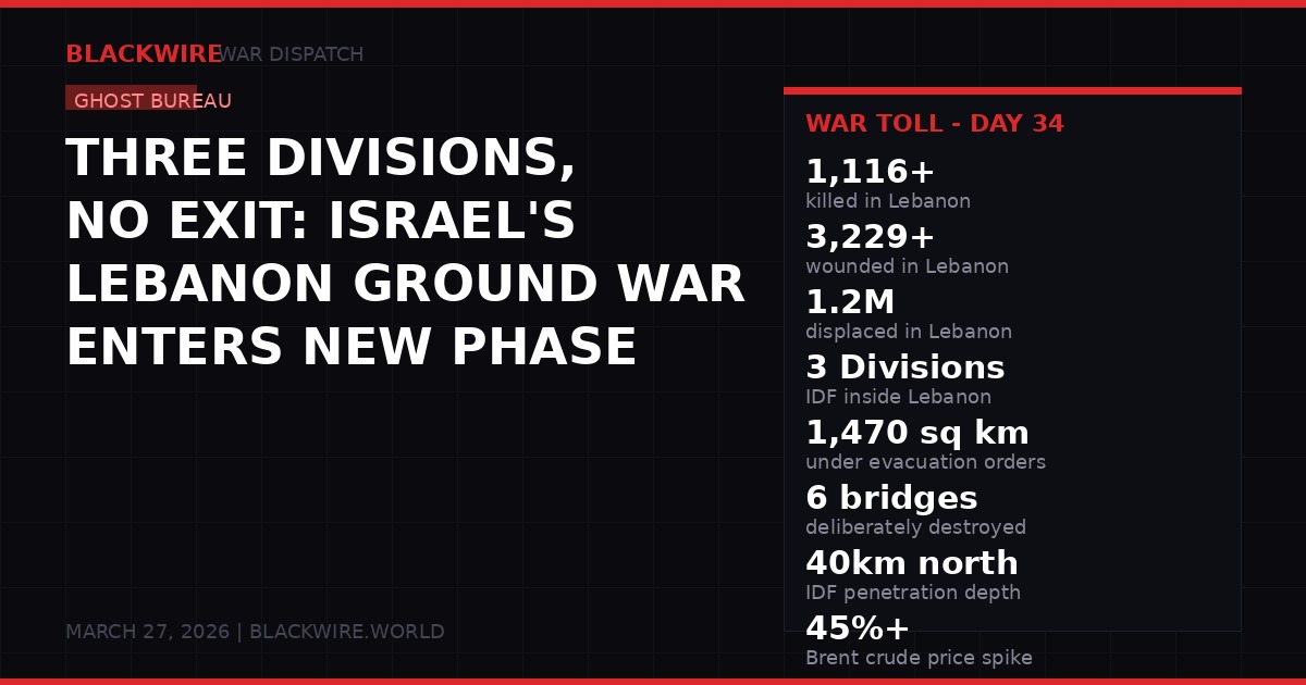 Israel Lebanon three divisions ground war March 2026