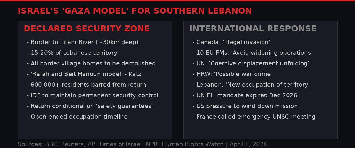 Israel's Gaza Model for Southern Lebanon - Buffer Zone Details