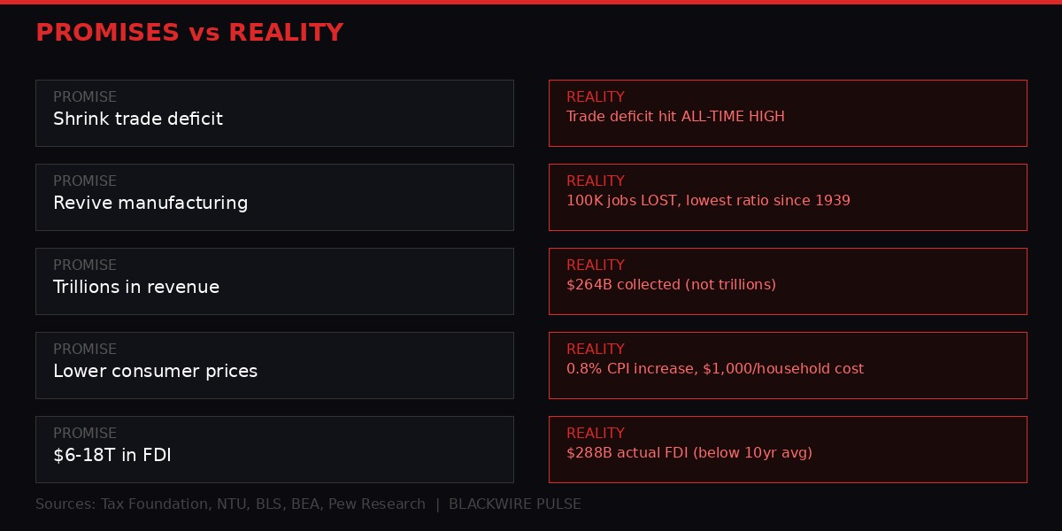 Promises vs Reality - comparing Trump's Liberation Day claims against actual outcomes