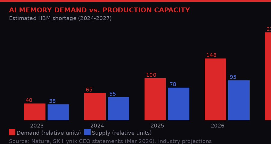 AI memory demand vs supply 2023-2027