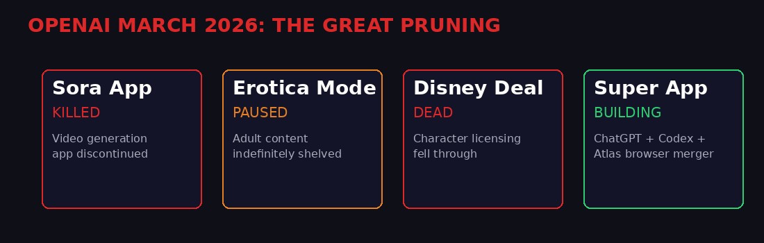 OpenAI product shutdowns March 2026