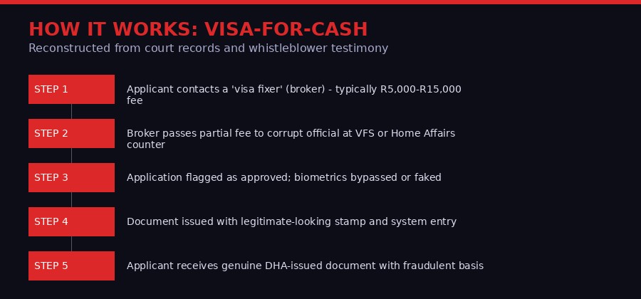 How the visa bribery process works - step by step infographic