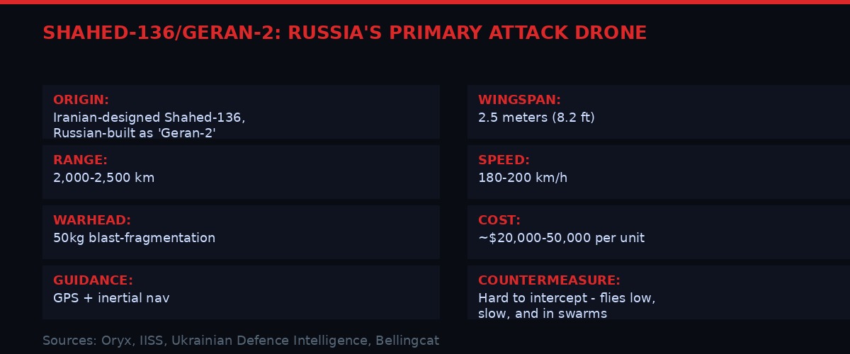 Shahed-136 Geran-2 drone specifications