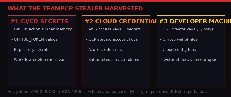 What TeamPCP's stealer harvested from compromised systems